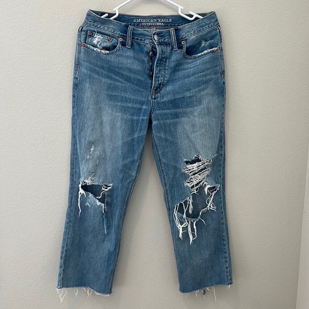 American Eagle‎ Distressed Straight Jean Raw Hem | Size 10